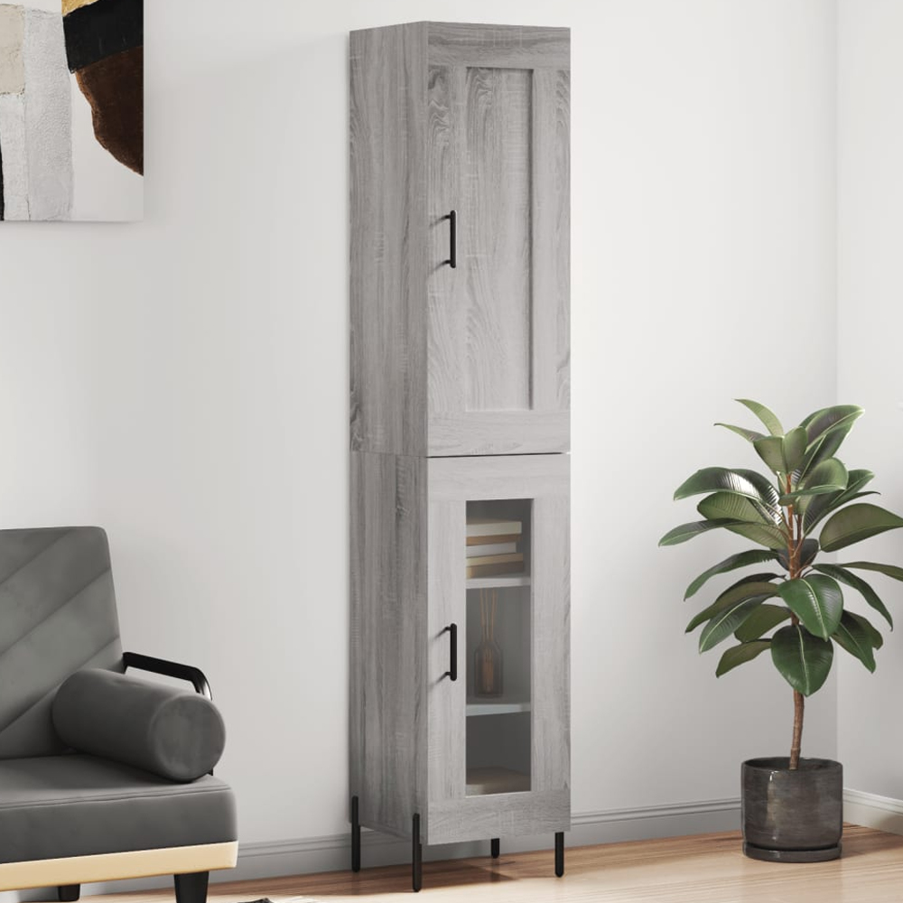 vidaXL 2 Door Grey Sonoma Highboard Image 1