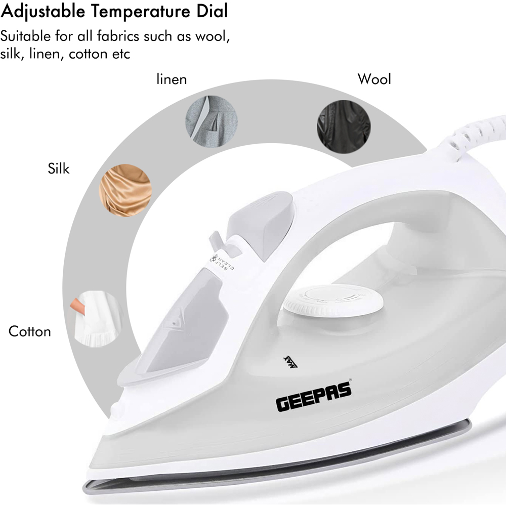 Geepas GSI7808 White Fast Heat Up Steam Iron 1300W Image 6