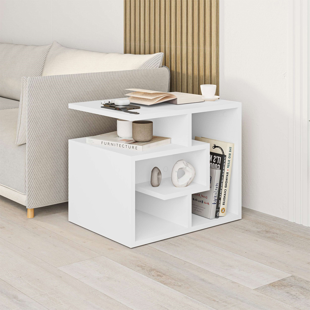 Decortie Labirent 4 Tier White Multipurpose Coffee Table Image 6