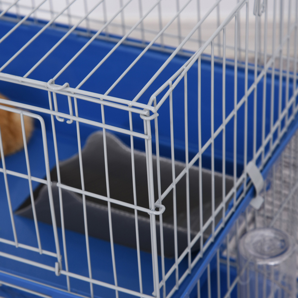 PawHut 2 Tier Small Animal Cage with Ramp and Food Dish Image 2