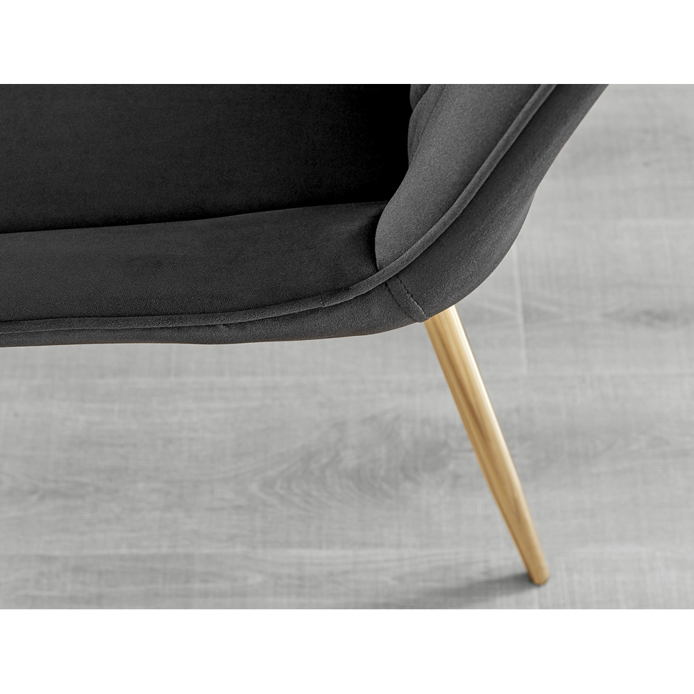 Furniturebox Cesano Set of 2 Black and Gold Velvet Dining Chair Image 9