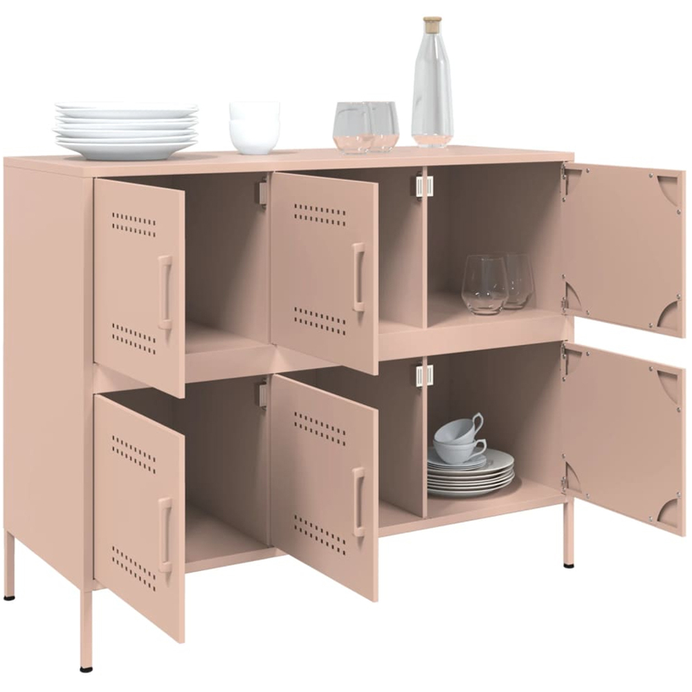 vidaXL 6 Door Pink Steel Sideboard Image 5