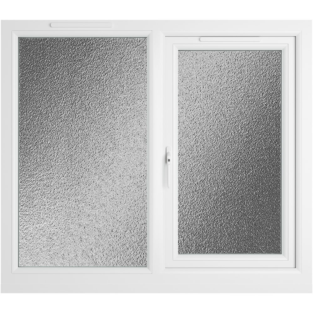 Crystal uPVC Triple Glazed Window LH Side Hung Next to a Fixed Grey White Obscure Glass 1190x1190mm Image 2