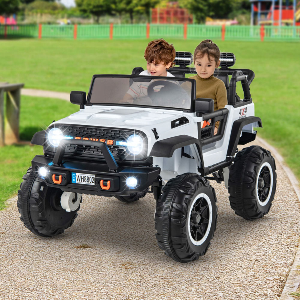 Costway Kids 2 Seater White Ride On Car with Remote Control and Horn 24V Image 2