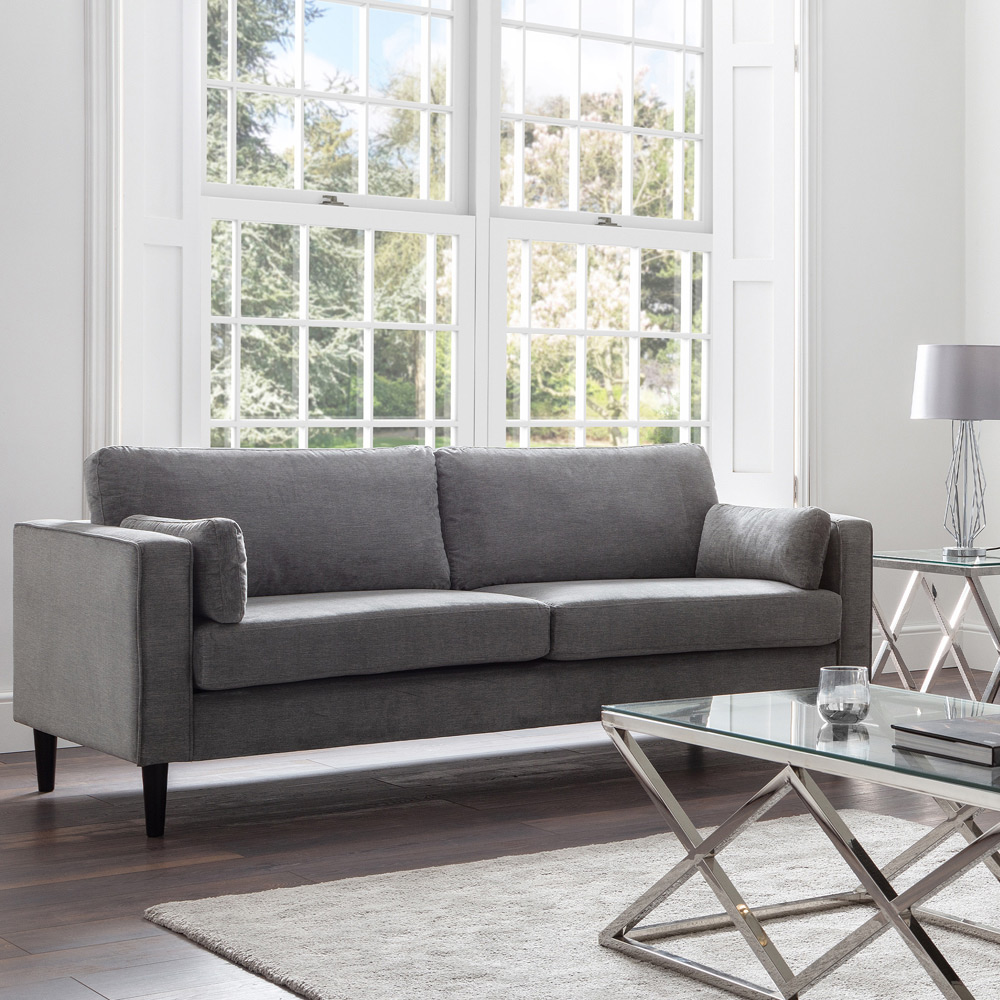 Julian Bowen Hayward 3 Seater Grey Chenille Sofa Image 6