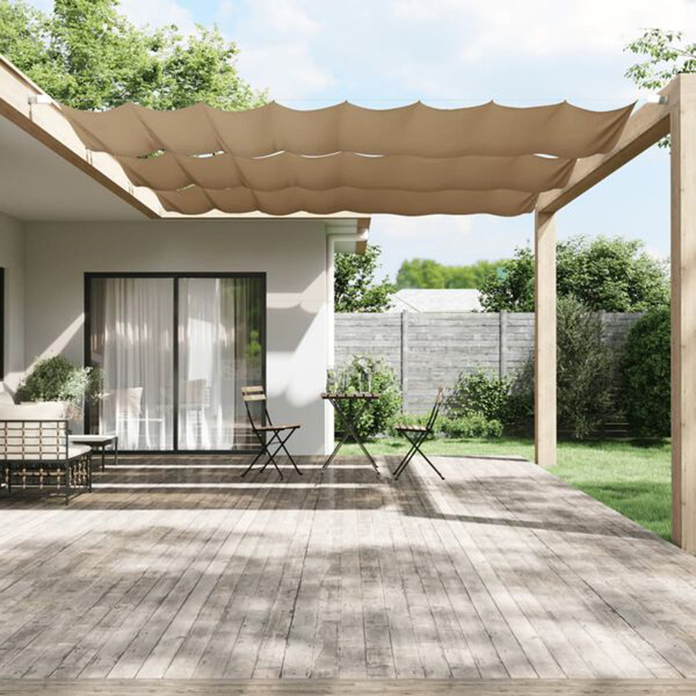 vidaXL Taupe Oxford Fabric Vertical Awning 1.4 x 4.2cm Image 1