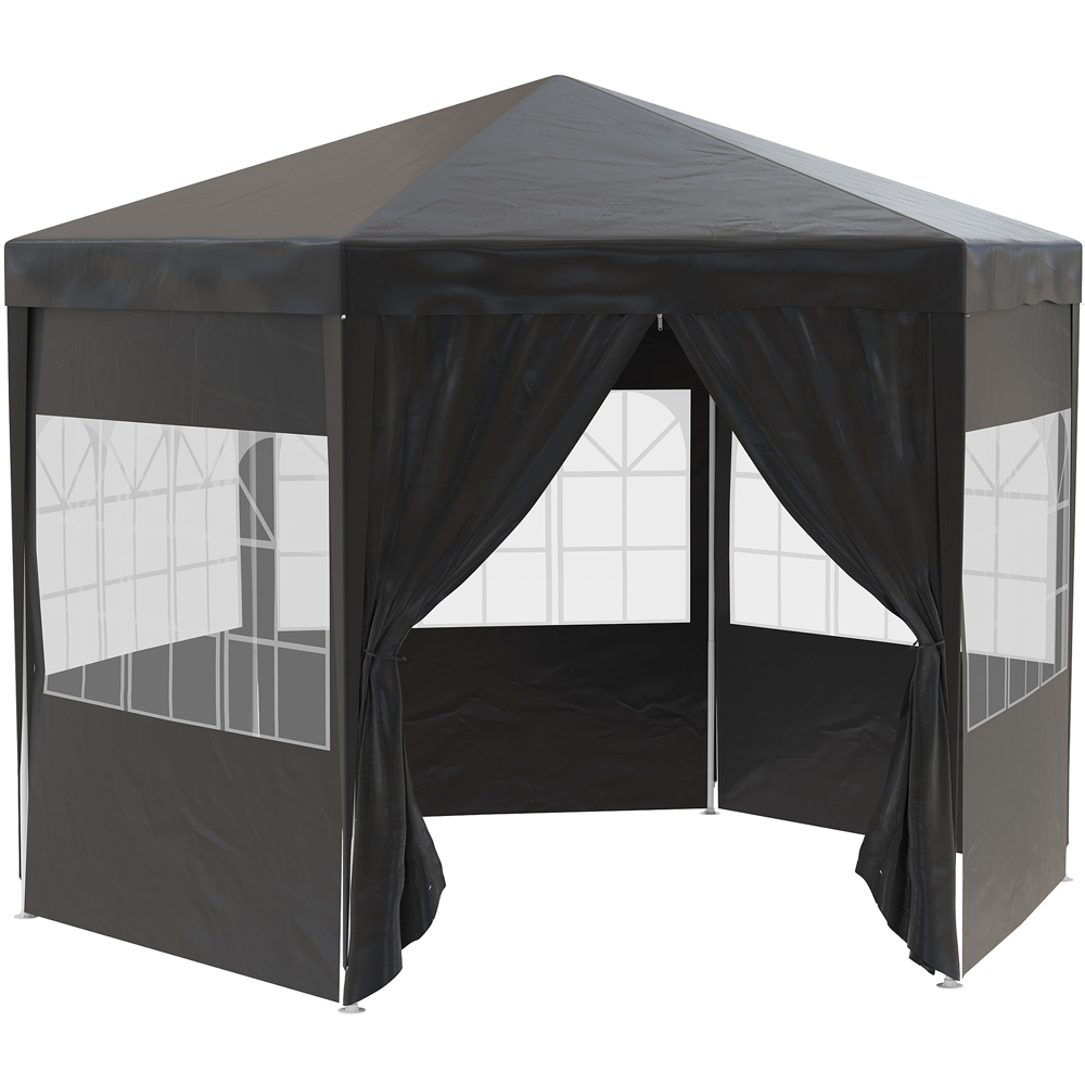 Outsunny 4m Black Hexagonal Gazebo with Removable Side Walls Image 2