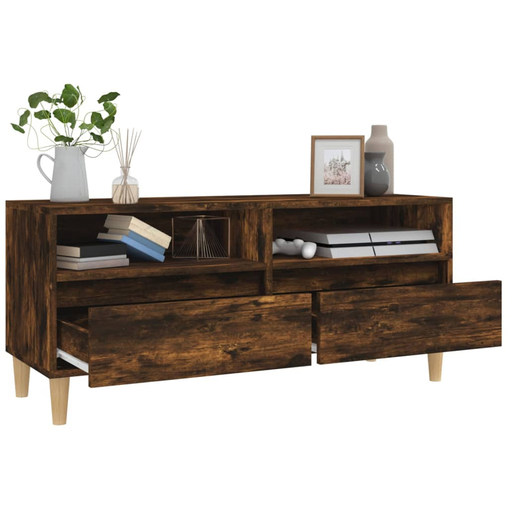 vidaXL 2 Drawer 2 Shelf Smoked Oak TV Cabinet Image 5