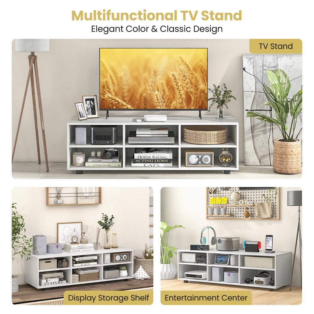 Costway 6 Shelf White TV Unit Image 6