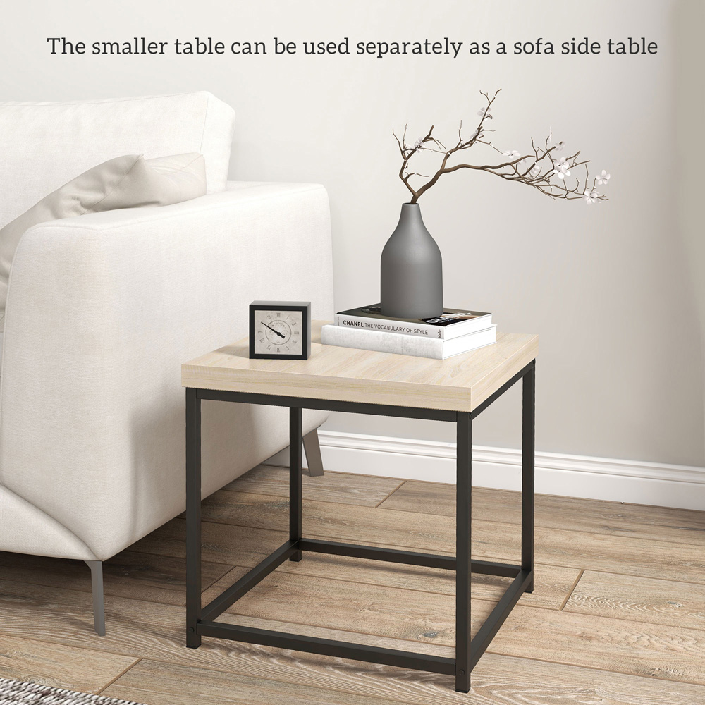 HOMCOM Oak Nesting Coffee Table Set of 2 Image 5
