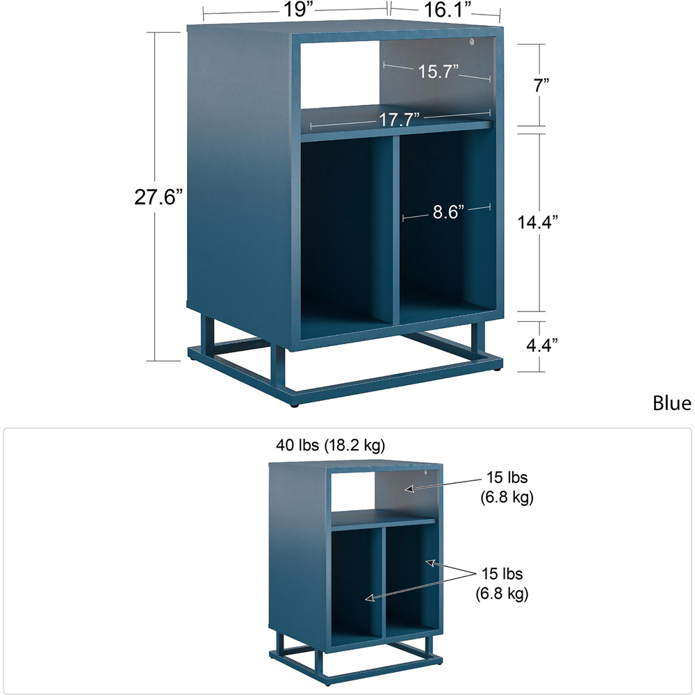Novogratz Regal 3 Shelf Blue Turntable Stand Image 7