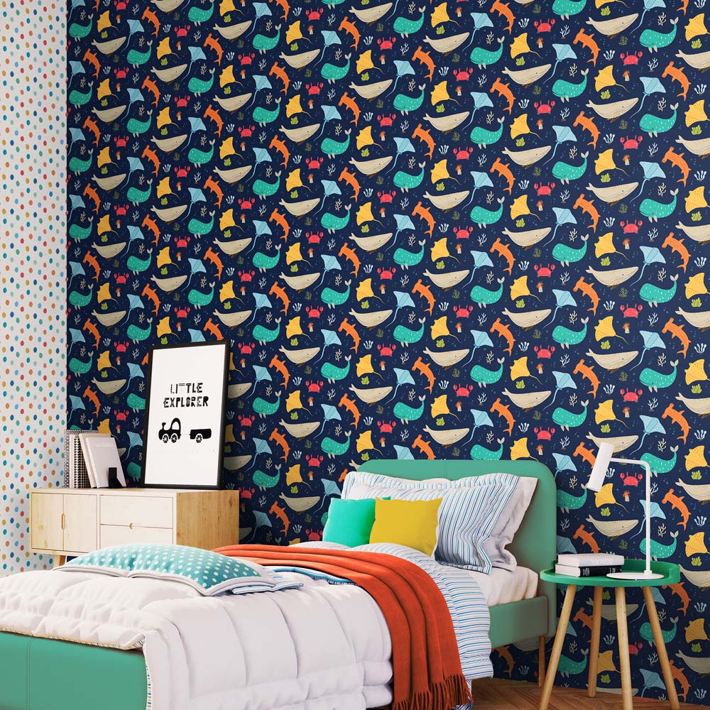 Hoopla Walls Peekaboo Ocean Adventure Inky Mix Wallpaper Image 2