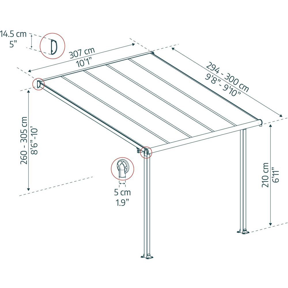 Palram Canopia Olympia Grey Clear 3 x 3.05m Patio Cover Image 6