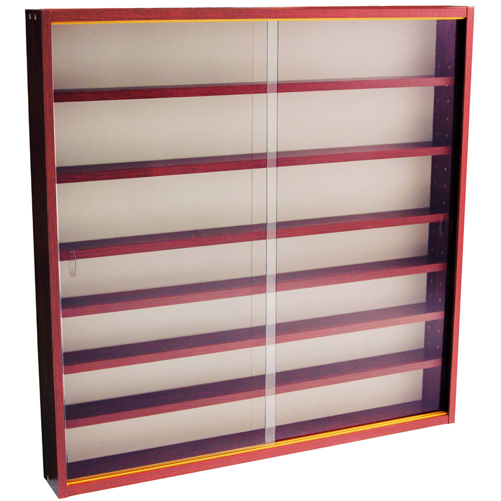 Watsons Reveal 6 Shelf Mahogany Glass Display Wall Cabinet Image 2