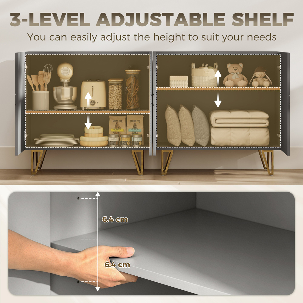 HOMCOM 2 Door Grey Sideboard Image 7