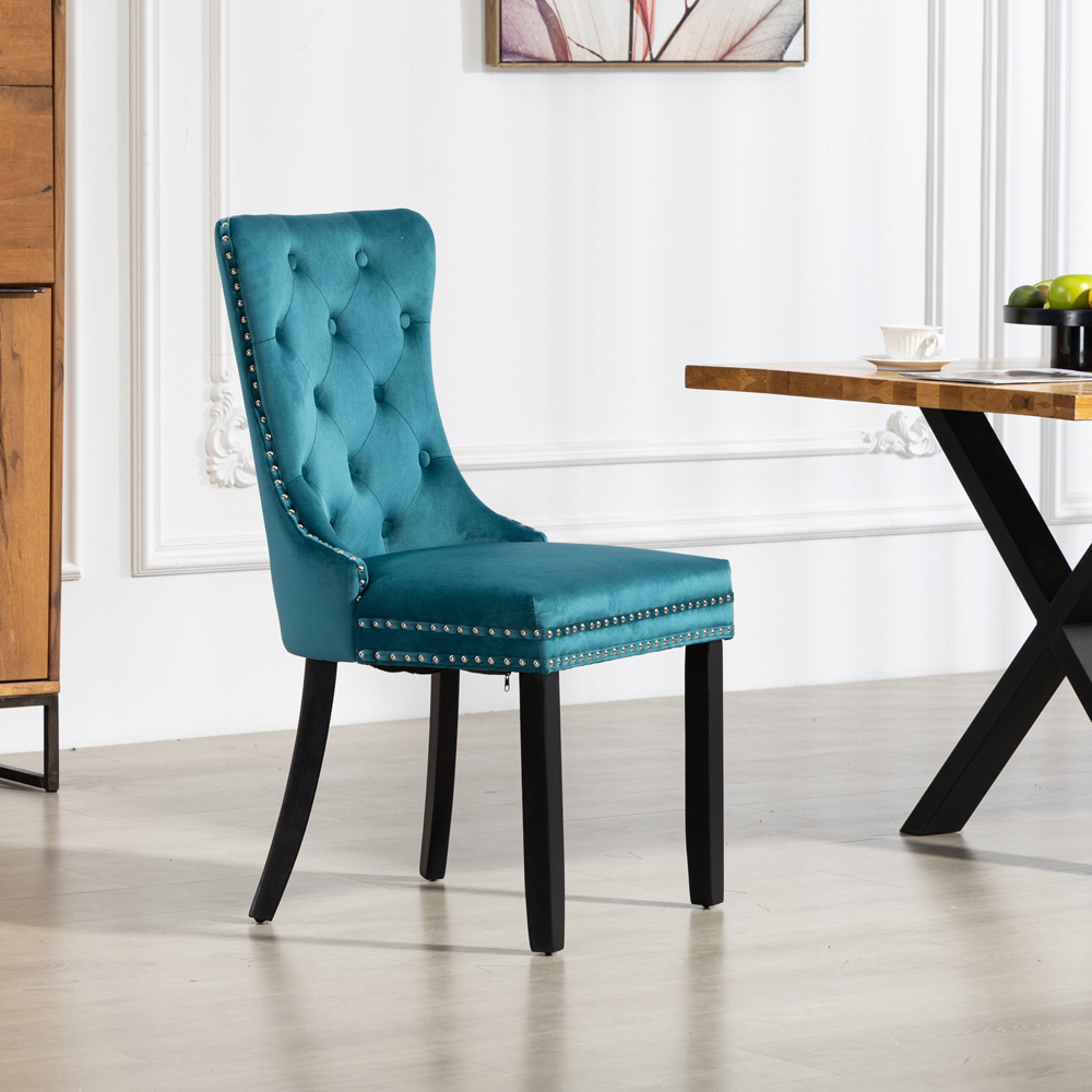 Artemis Home Ceres Set of 2 Teal Velvet Fabric Dining Chair Image 6