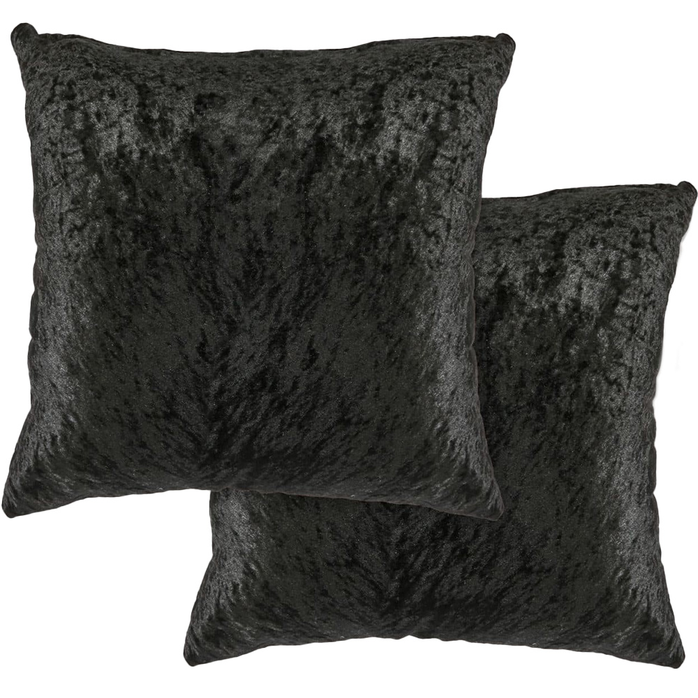 Serene Crushed Velvet Black Cushion Cover 43 x 43cm Image