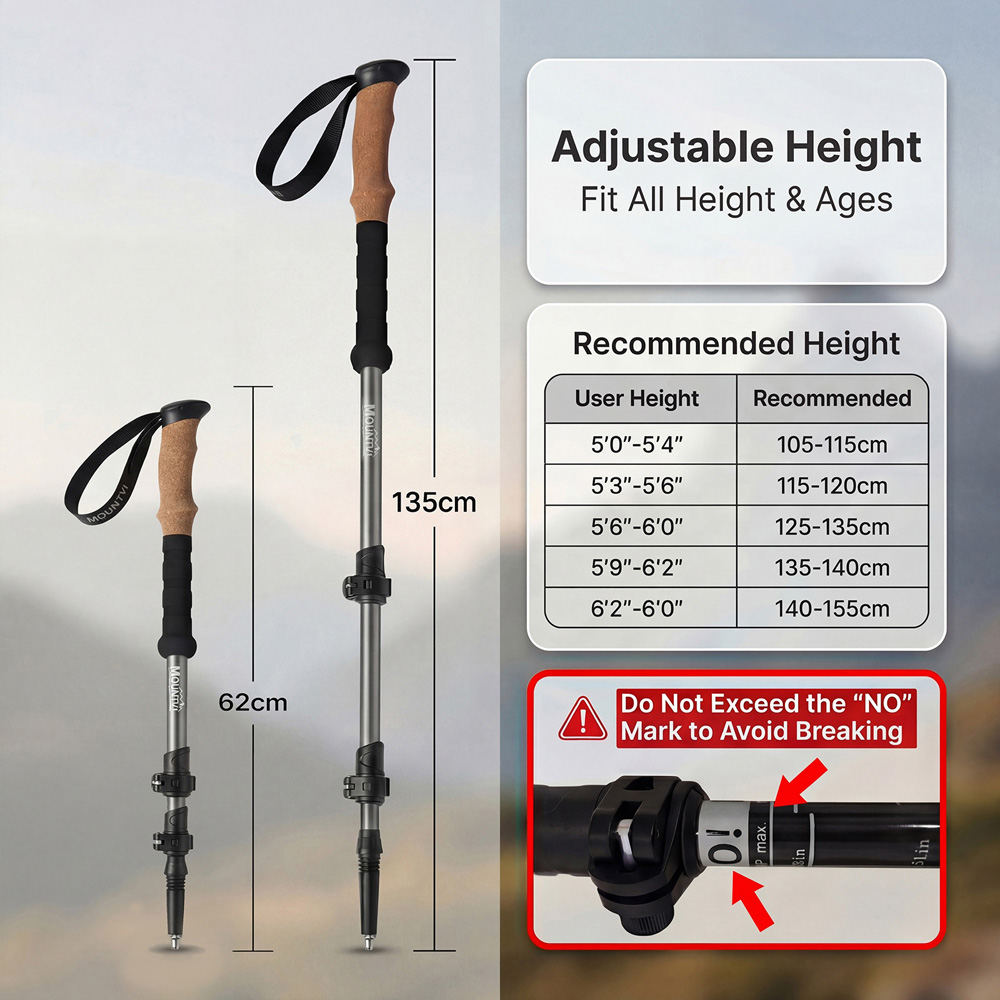 Mountview 2 Piece Aluminium Lightweight Trekking Pole Image 5