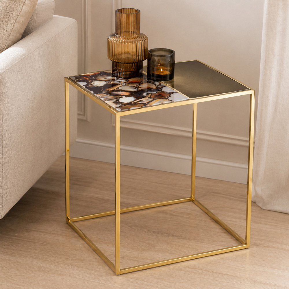 Premier Housewares Vita Agate Square Side Table Image 4