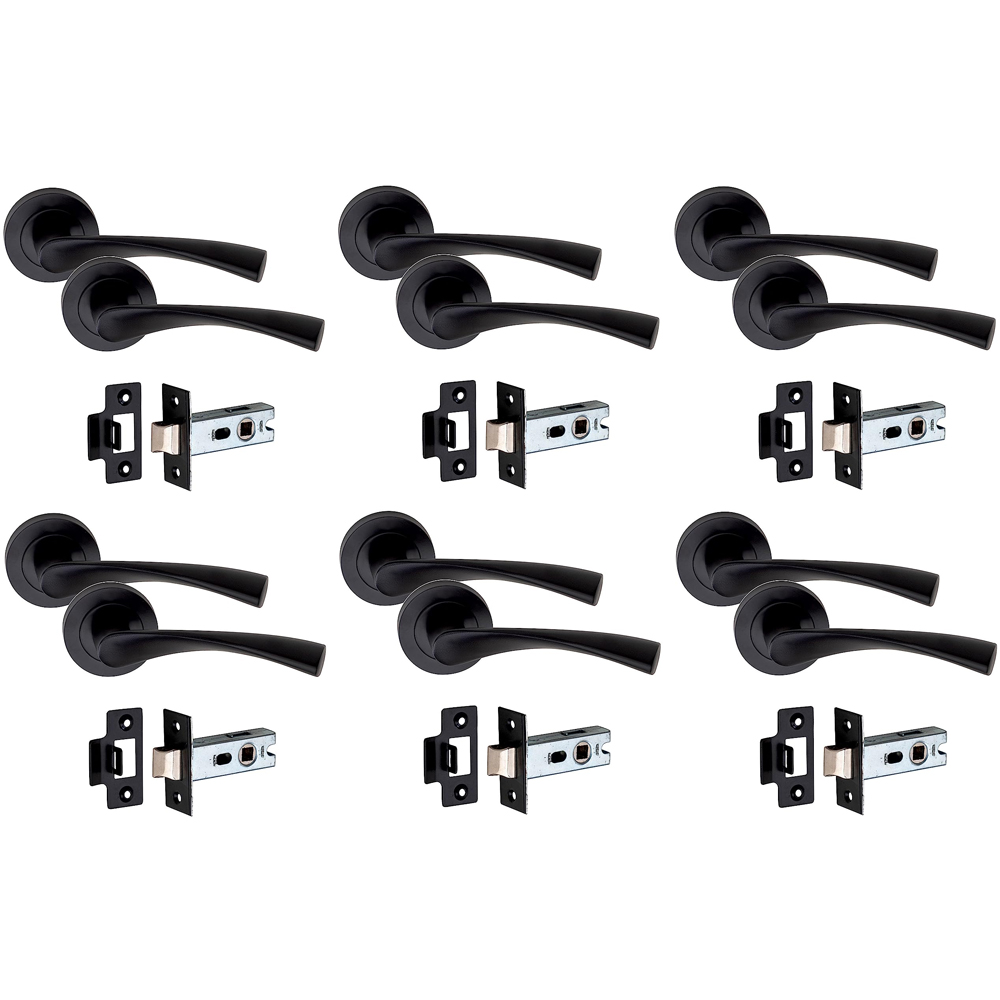 Golden Grace Matt Black Astrid 2.5 inch Latch Door Handle Set 6 Pack Image 1