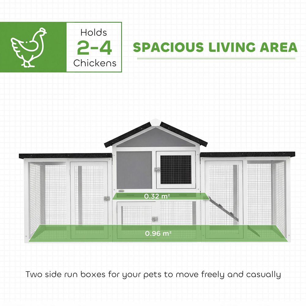 PawHut Wooden Chicken Coop with Nesting Box Run Image 4