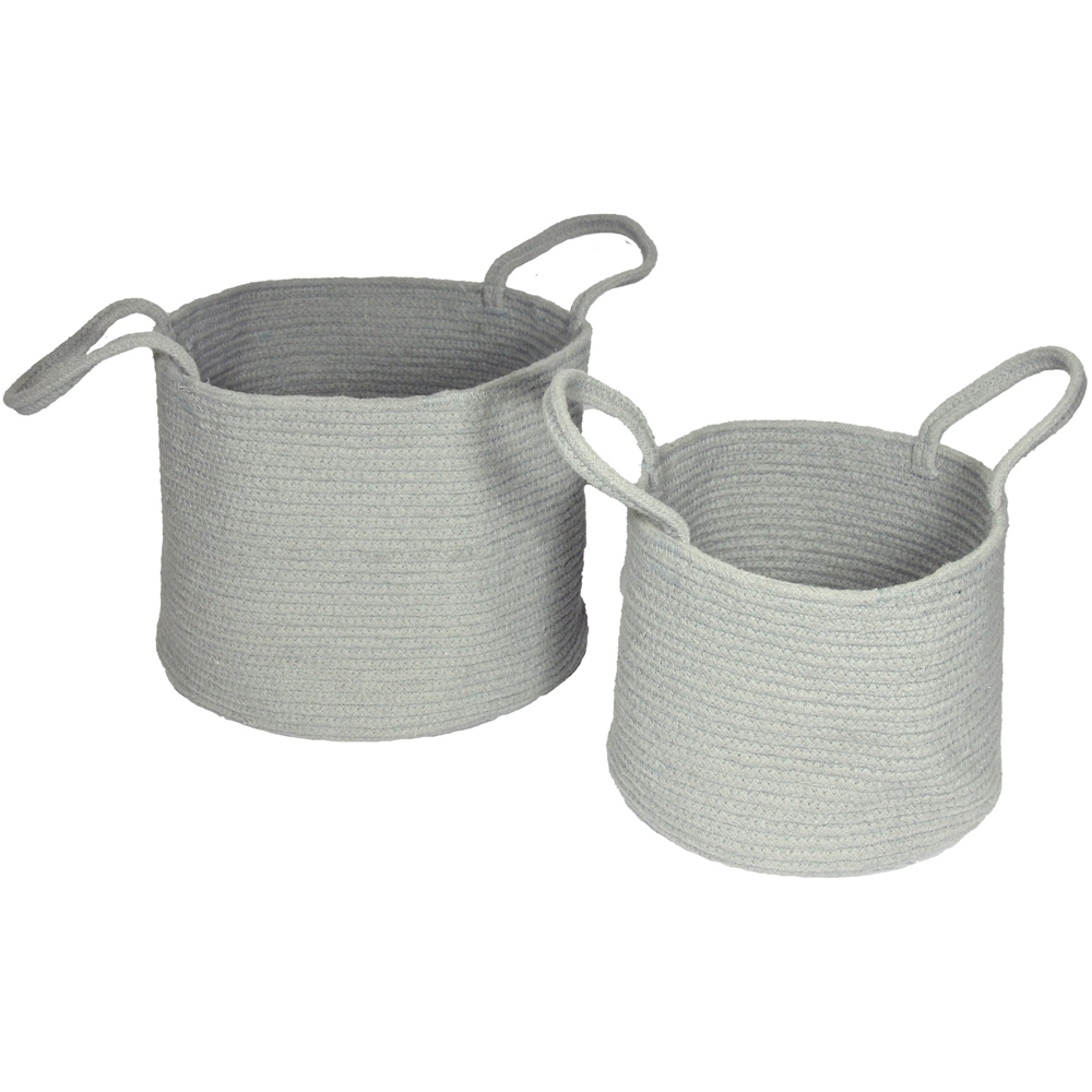 Beckton Grey Cotton Storage Basket Set of 2 Image 1