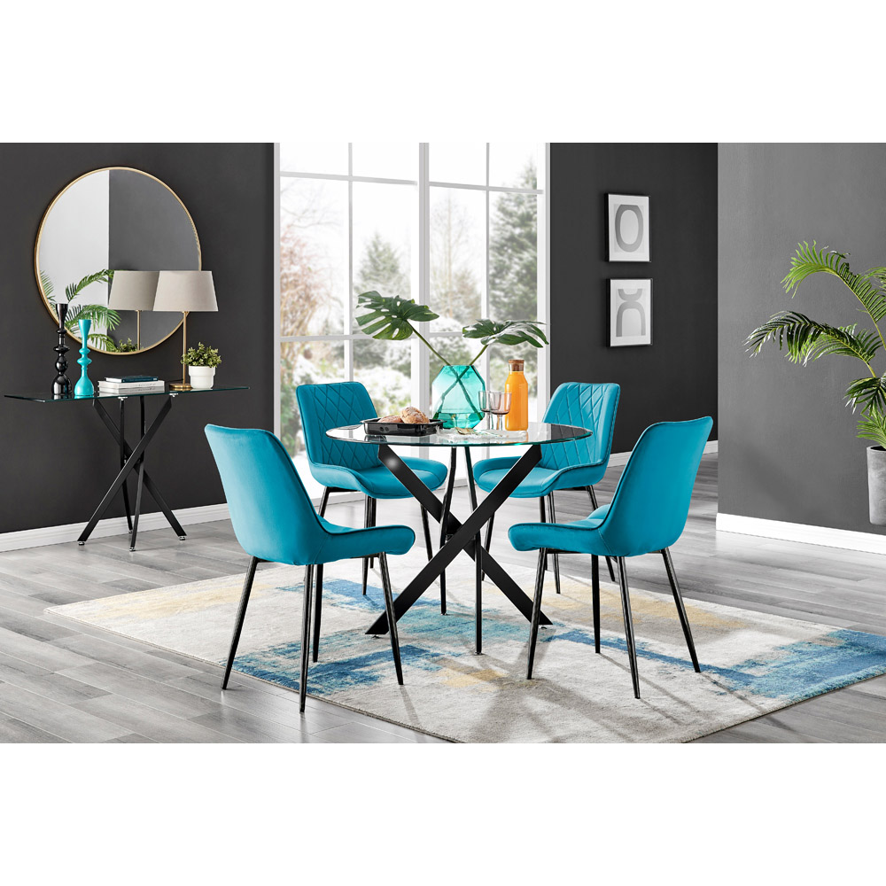 Furniturebox Arona Cesano 4 Seater Round Dining Set Blue and Black Image 9