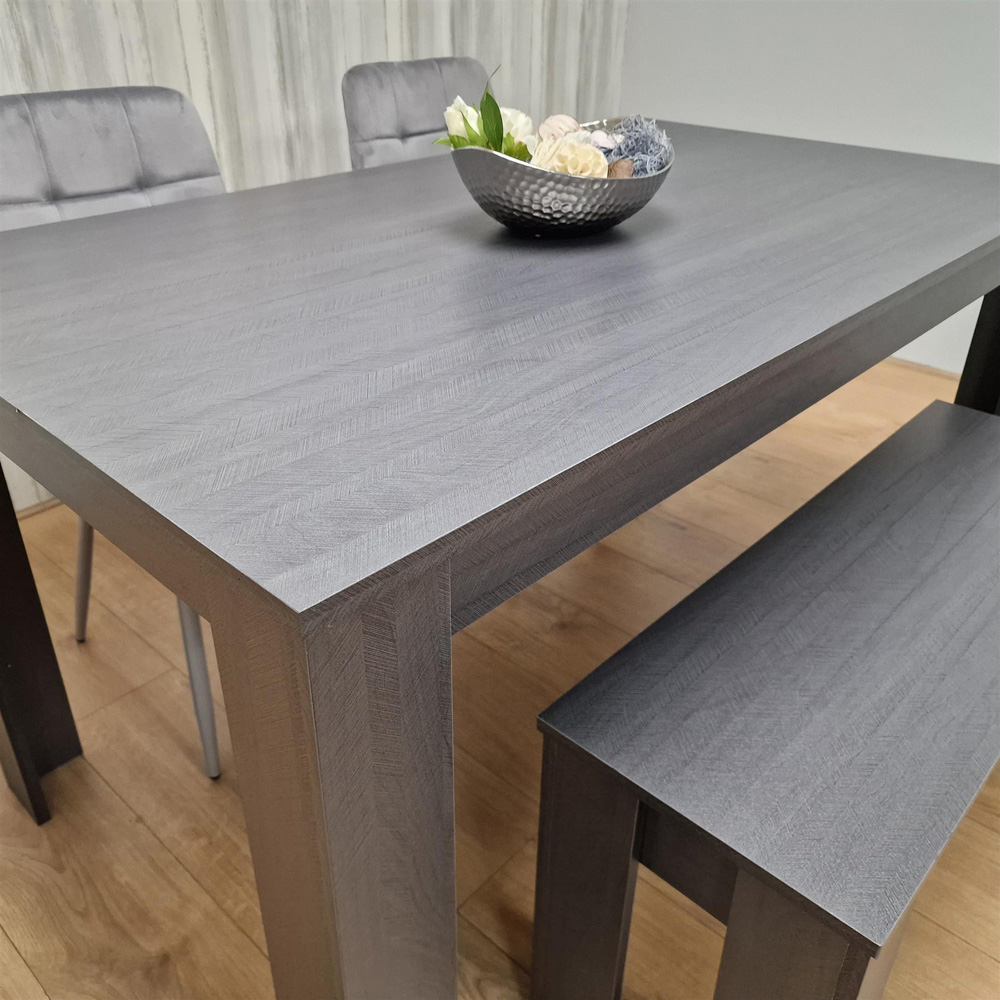 Kosy Koala 4 Seater Velvet Arrow Design Dining Bench Set Grey Image 7