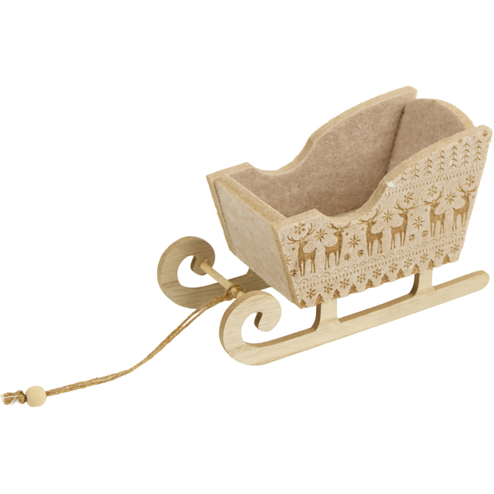 Felt Scandi Sleigh Decoration Natural Image 3