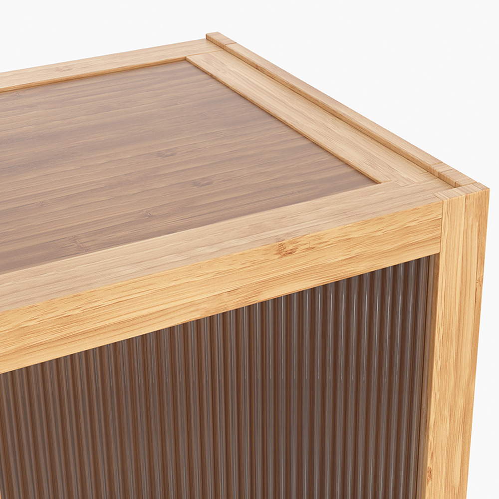 Living and Home 3 Door Brown and Natural Acrylic Storage Cabinet with Adjustable Shelves Image 4