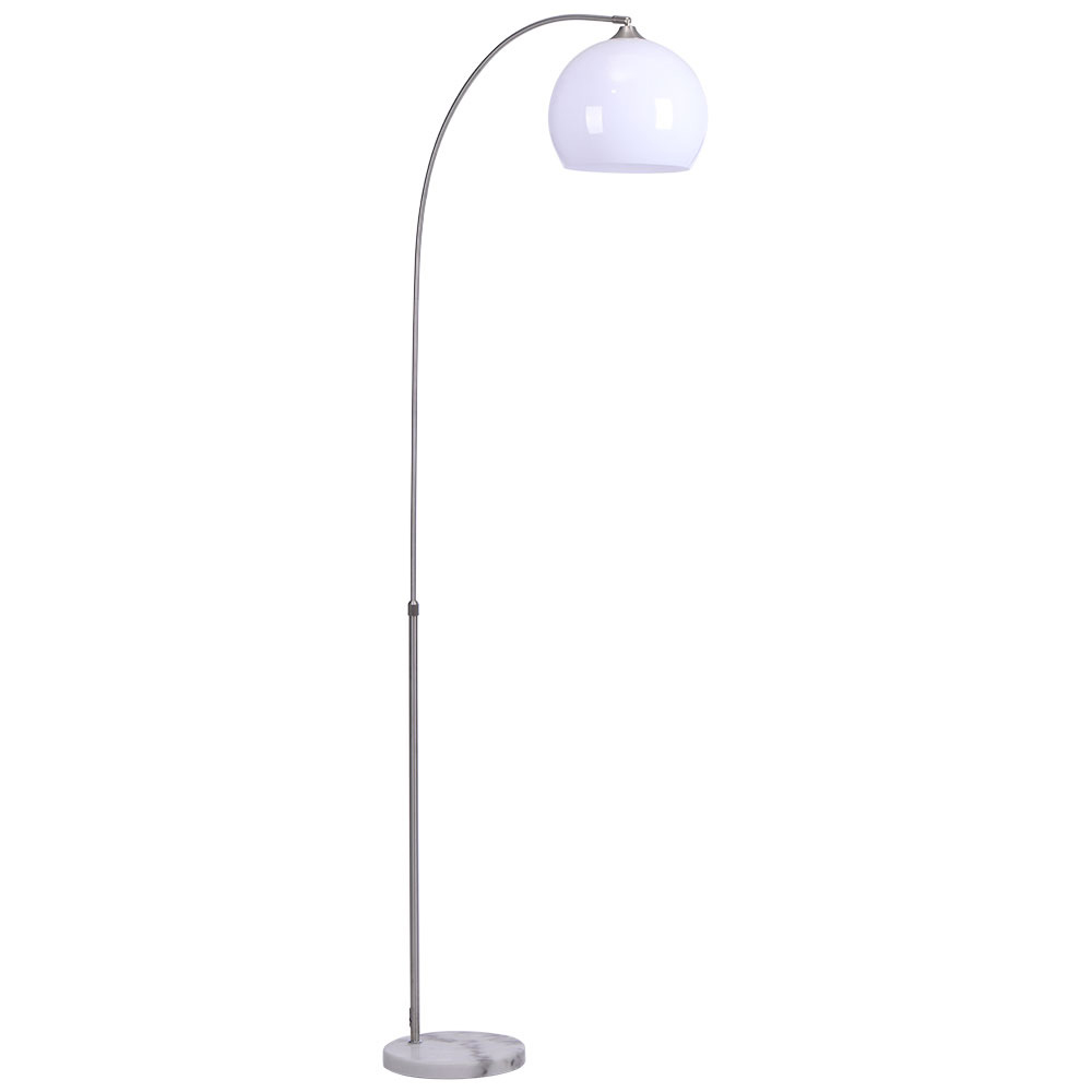 Living and Home White Arched Floor Lamp with Height Adjustable 145 to 220cm Image 1