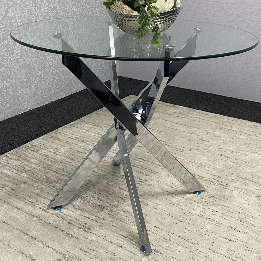 Kosy Koala Maya Gem 4 Seater Round Glass Dining Set White Image 4