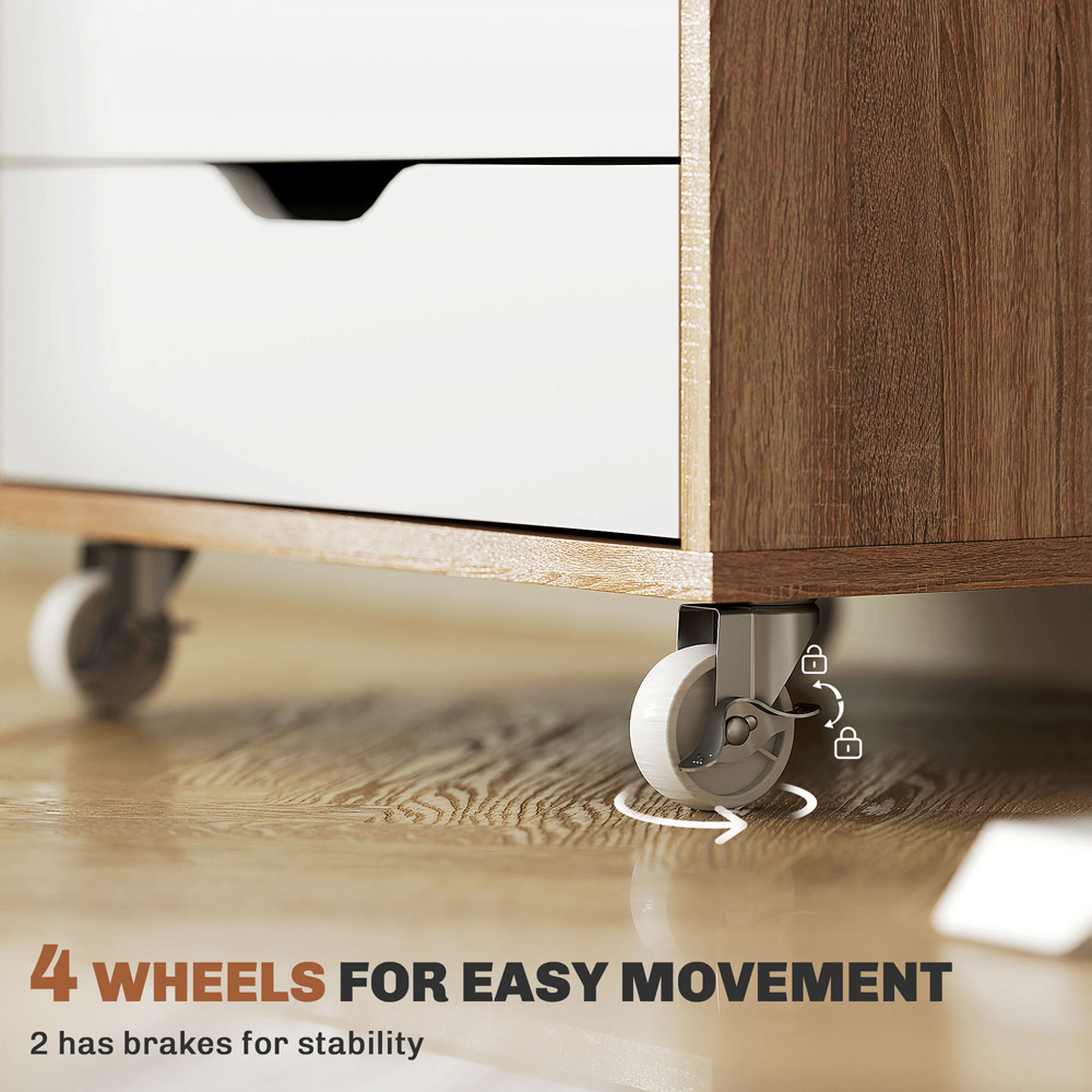 Vinsetto 5 Drawer Oak Mobile Filing Cabinet Image 6