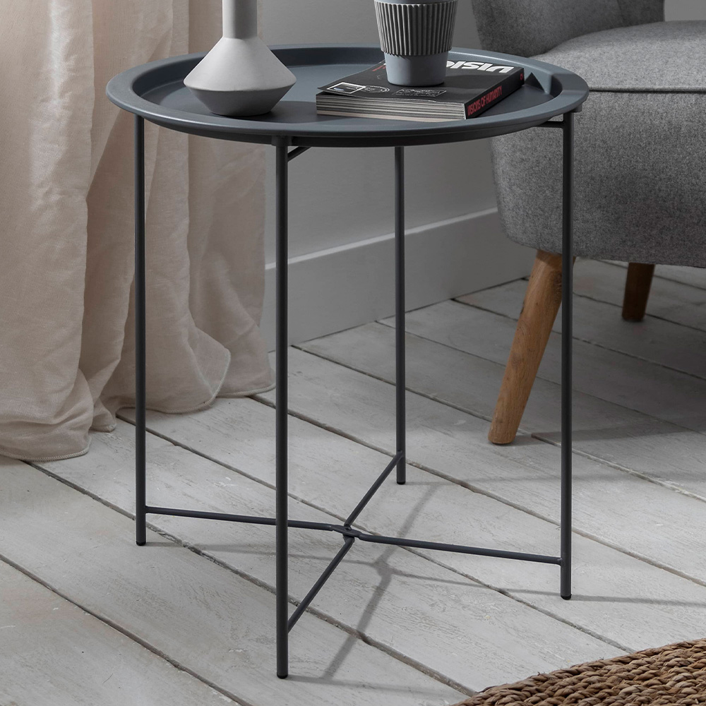 Noa and Nani Charcoal Grey Metal Side Table Image 1