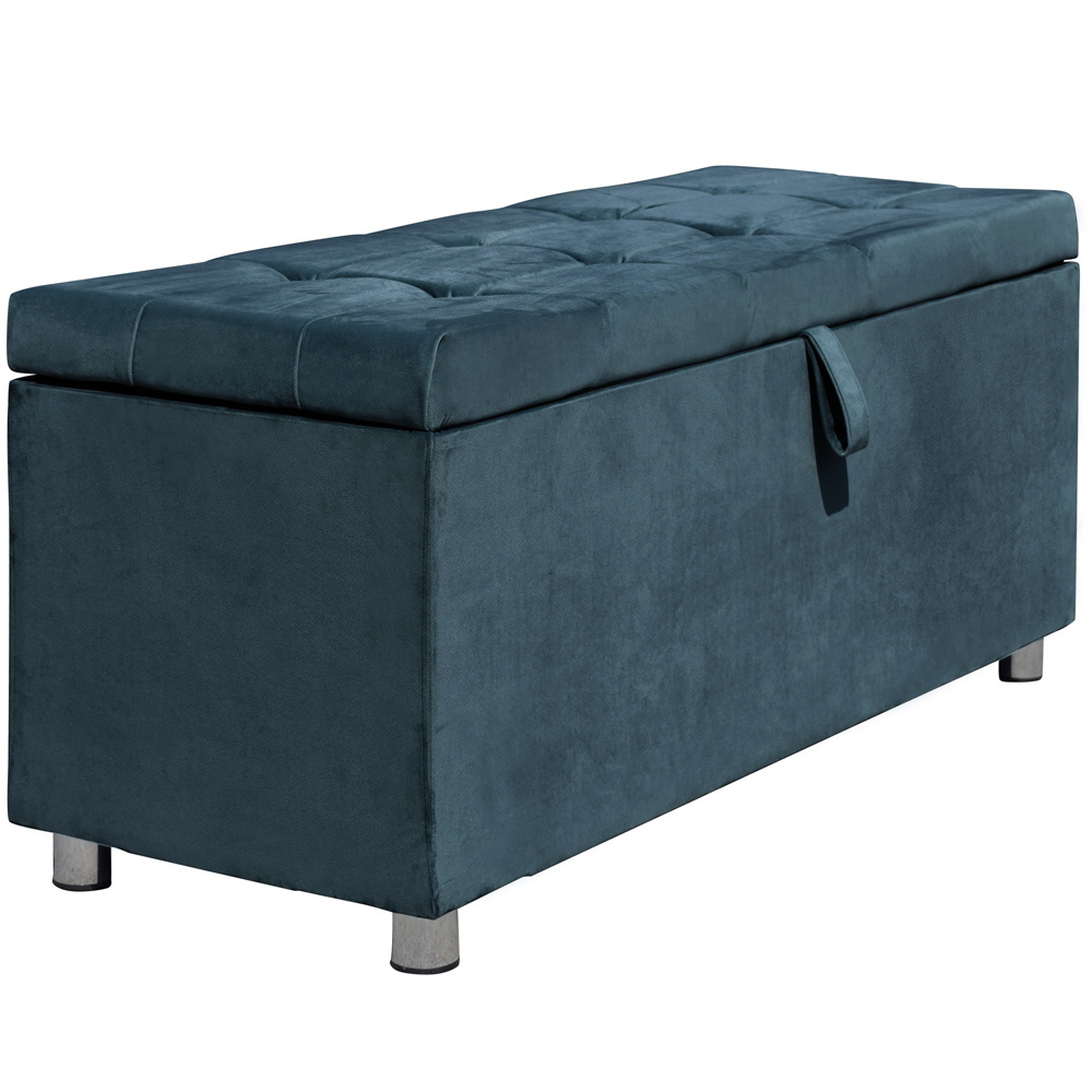 Brooklyn Blue Plush Velvet 4 Piece Bedroom Furniture Set Image 4