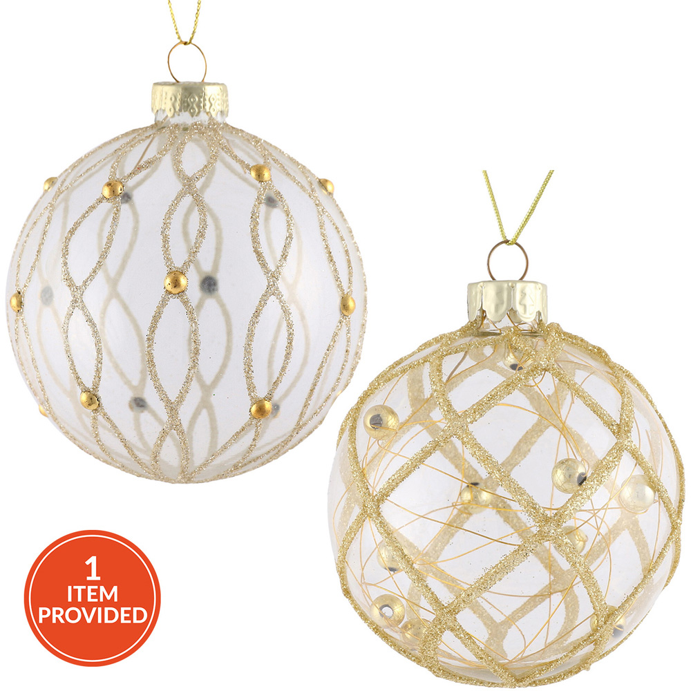 Clear Bauble with Gold Glitter Image 1