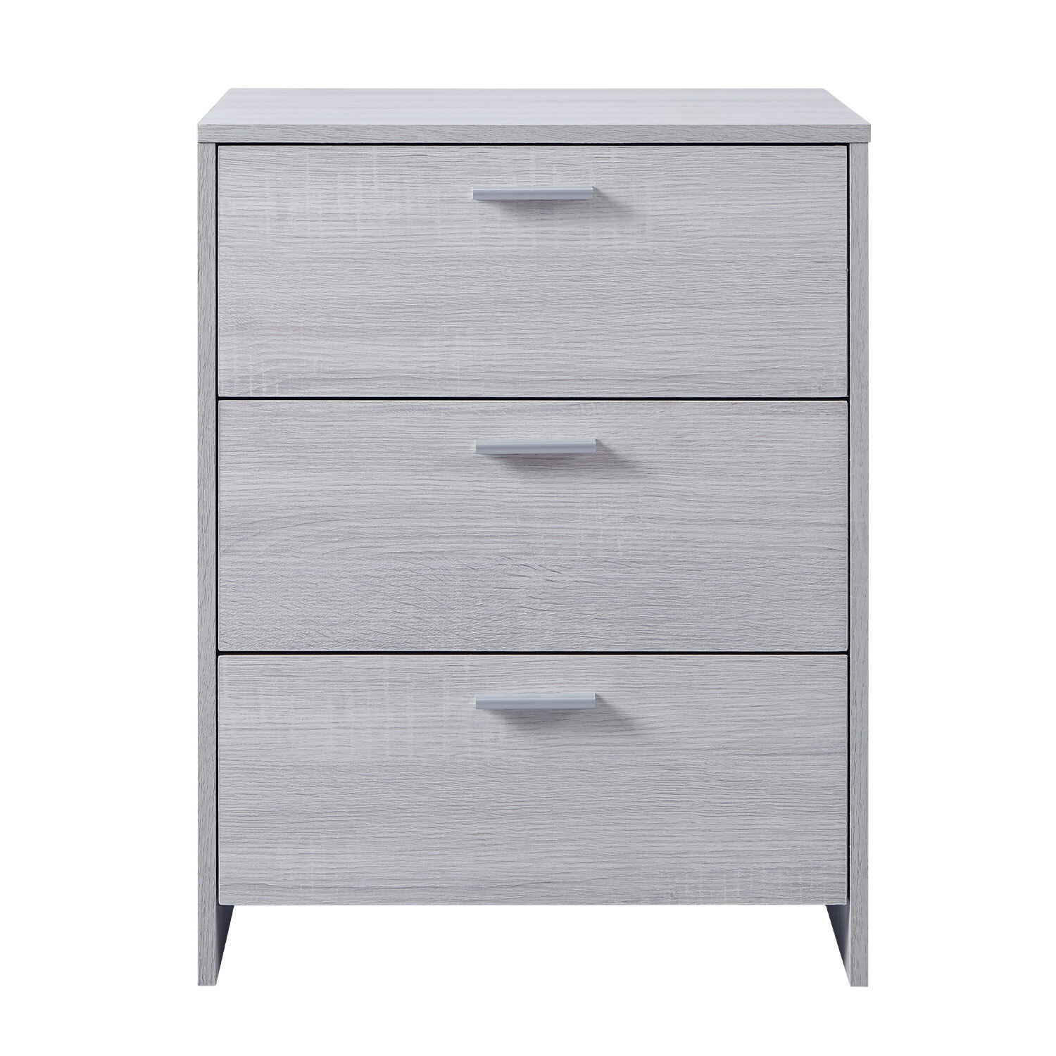 Hartley 3 Drawer Bedside Table Light Grey Wilko
