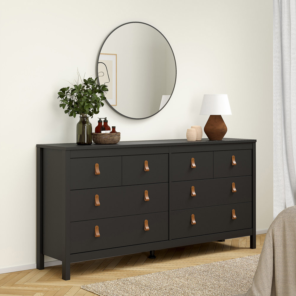 Florence Barcelona 8 Drawer Matt Black Double Dresser Image 5