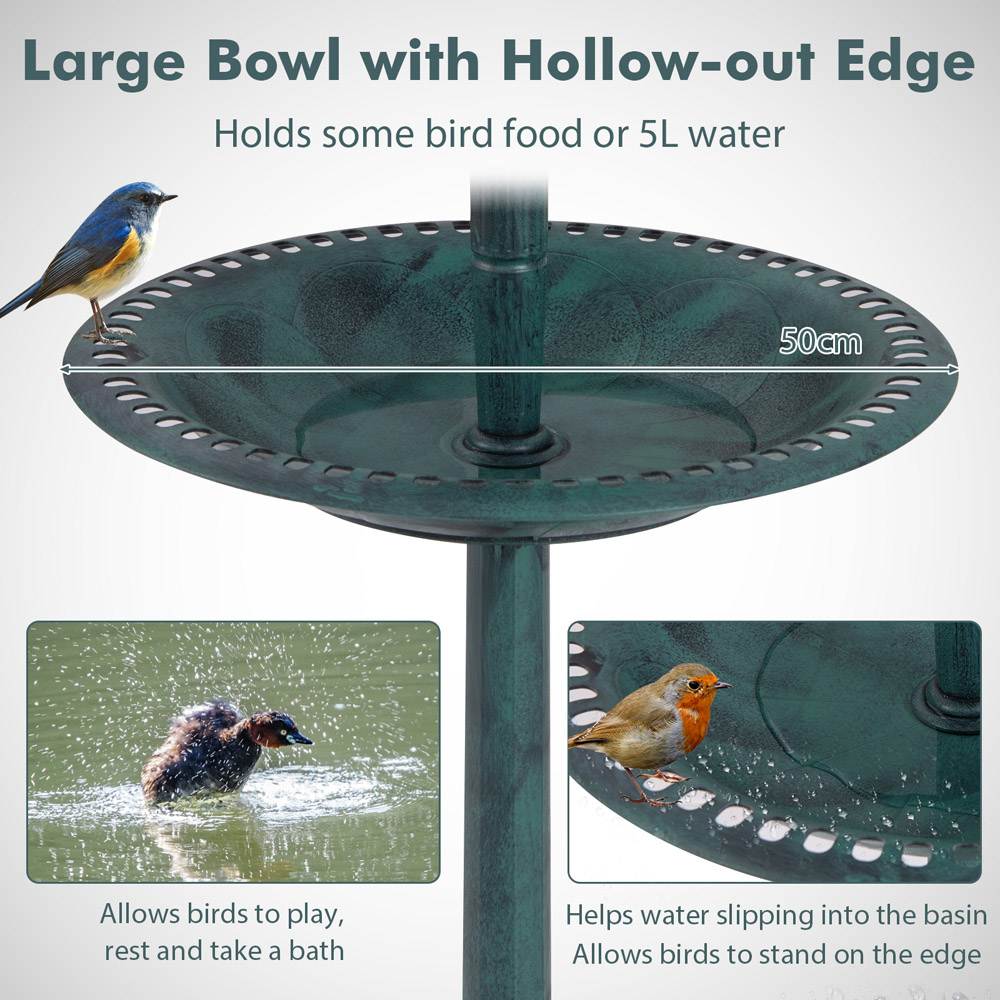 Costway Bronze Outdoor Solar Lighted Birdbath Image 7