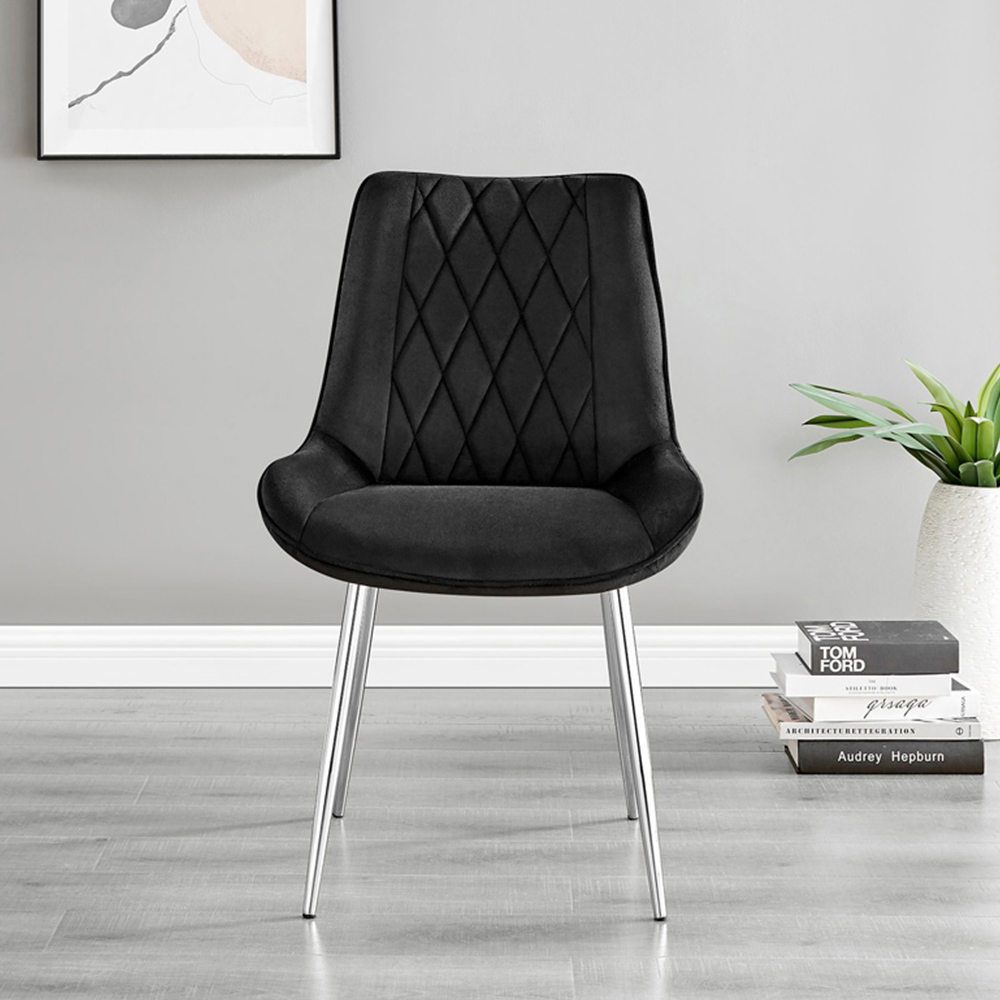 Furniturebox Arona Cesano Marble Effect 6 Seater Dining Set White Chrome and Black Image 3