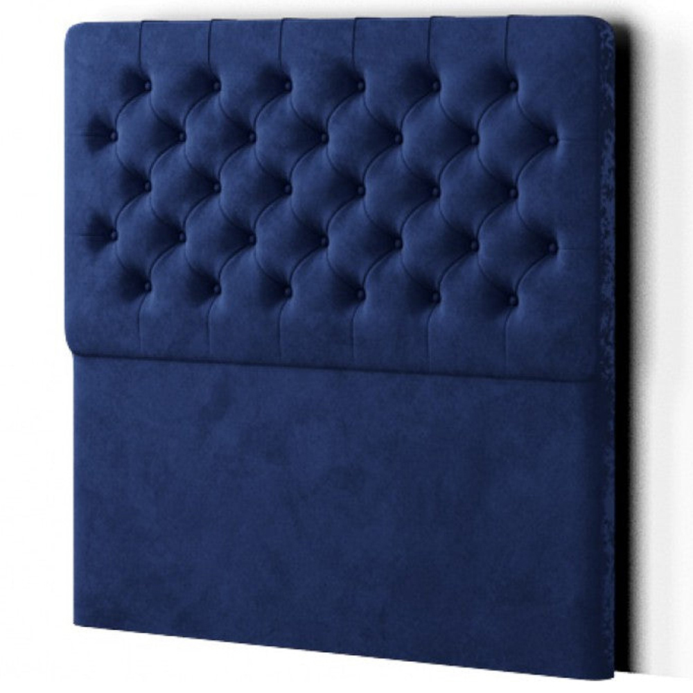 Eleganza Mary Chesterfield Single Navy Plush Floor Standing Headboard Image 2