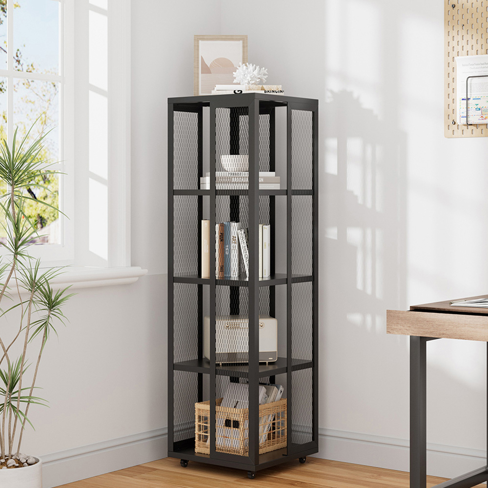 H&O Direct 4 Shelf Metal Storage Rack with Braked Wheels Image 2