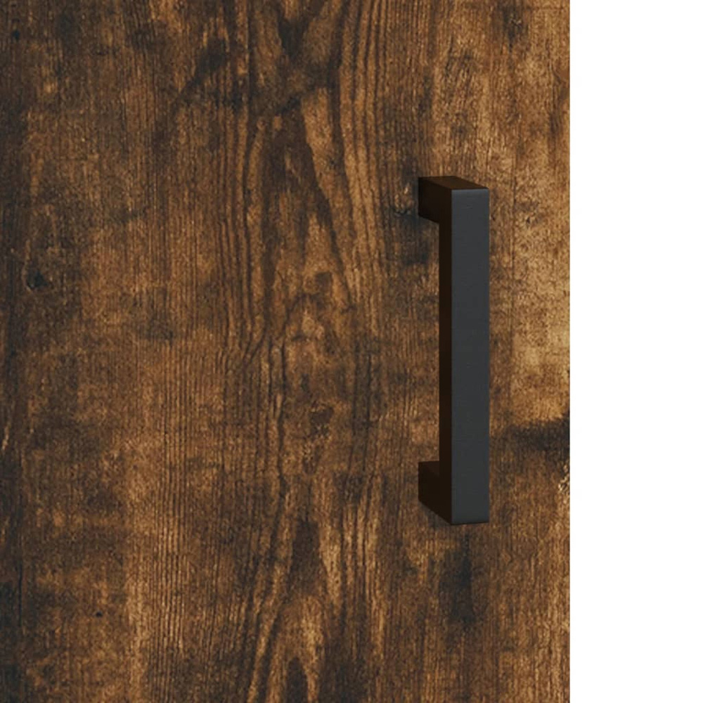 vidaXL 2 Door Computer Desk Smoked Oak and Black Image 9