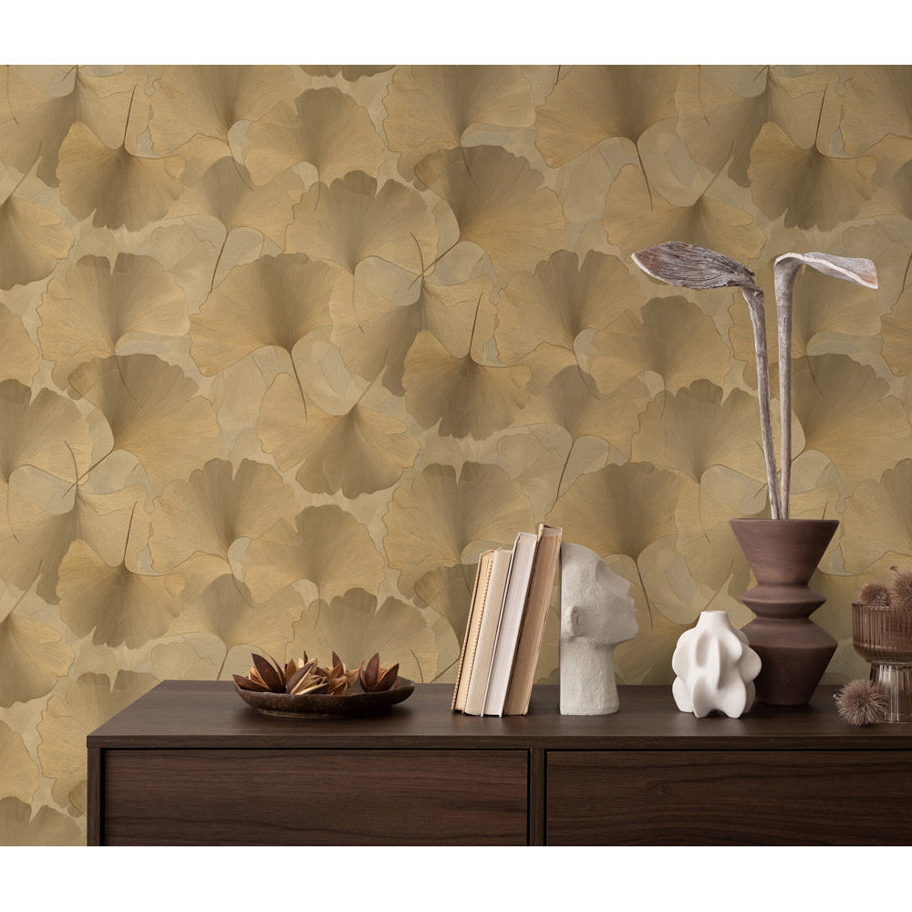 Erismann Elysium Ginko Dream Gold Wallpaper Image 3