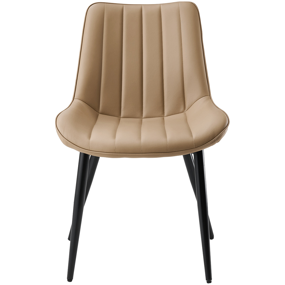 Living and Home Set of 2 Taupe Brown PU Leather Dining Chair Image 4