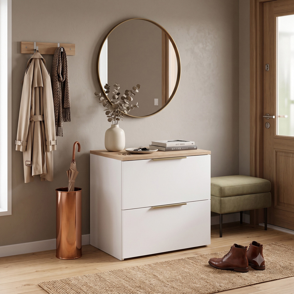 Shefa Line MODU 60 2 Drawer White and Sonoma Oak Chest of Drawers Image 4
