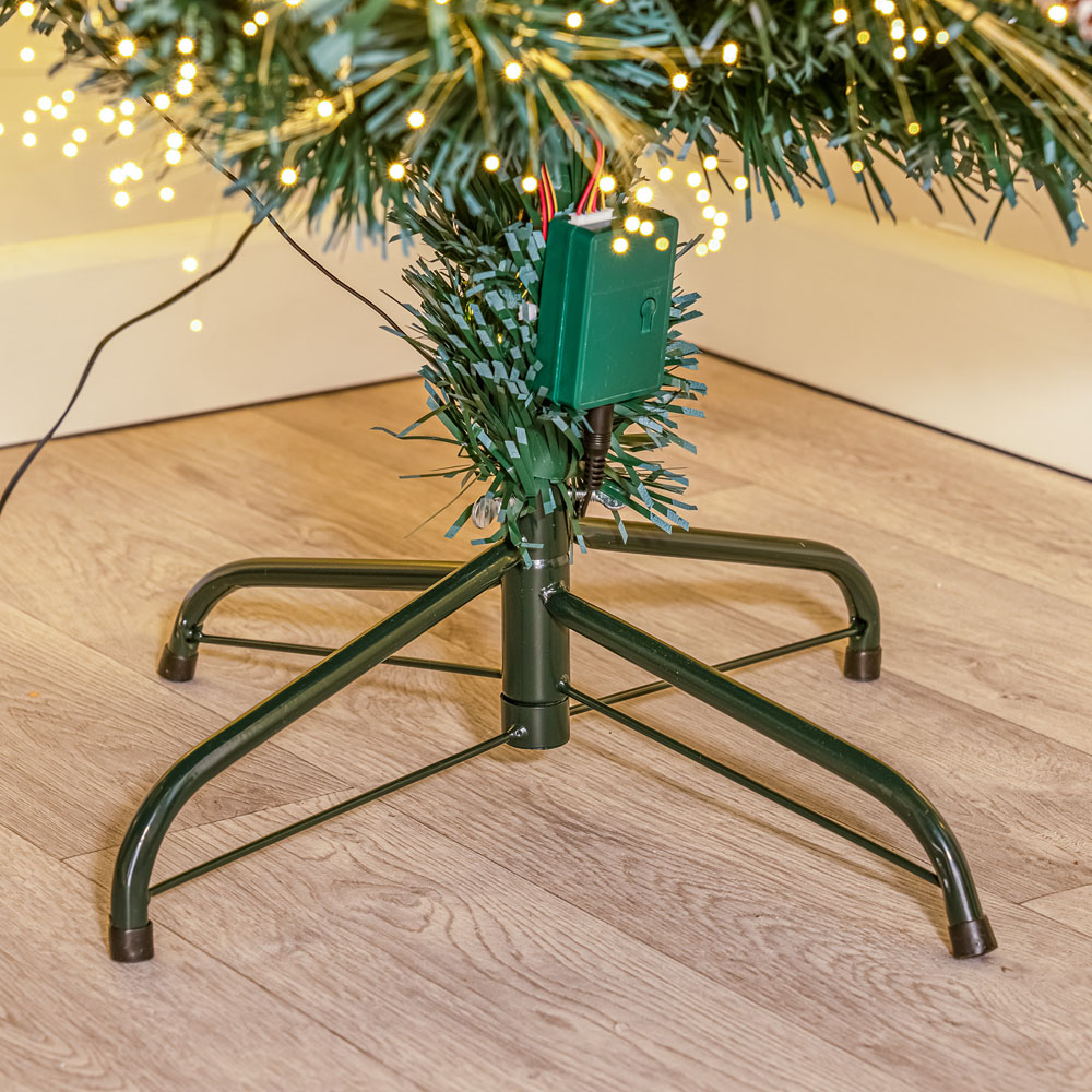 The Christmas Centre 21 Warm White LED Green Fibre Optic Artificial Xmas Tree with Berries Cones 4ft Image 7