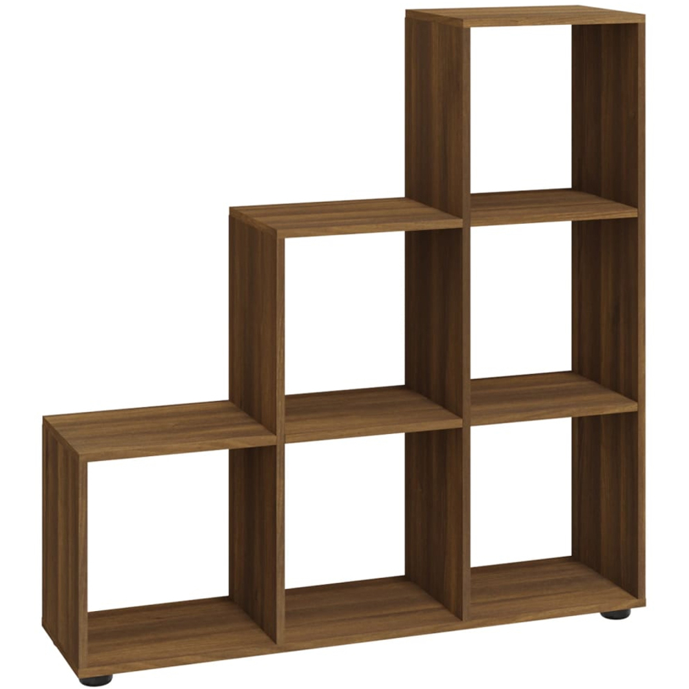 vidaXL 6 Shelf Brown Oak Staircase Bookcase Image 2
