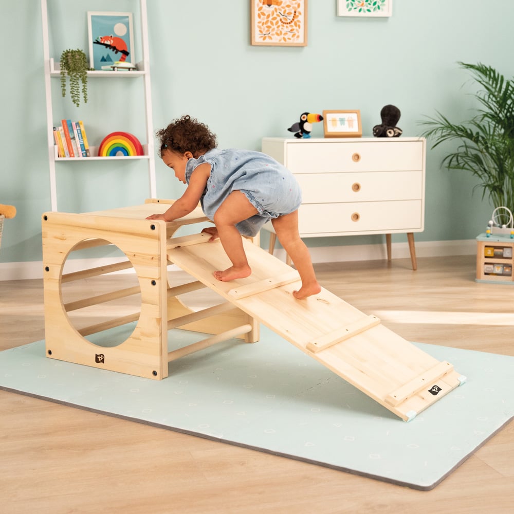 Active Tots Wooden 2 Climbing Cubes with Bridge Image 2