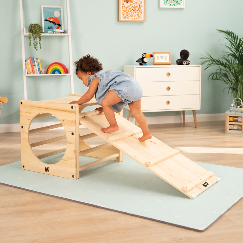 Active Tots Wooden Climbing Cube with Bridge Image 2